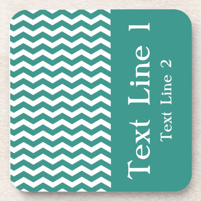 Atlantic Green Wave Chevron customizable Coaster (Front)