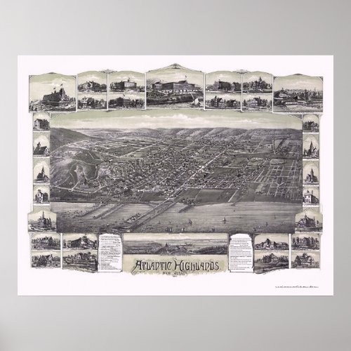 Atlantic Highlands NJ Panoramic Map _ 1894 Poster