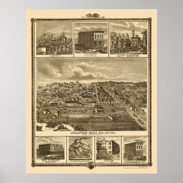 Atlantic, IA Panoramic Map - 1875 Poster (Front)