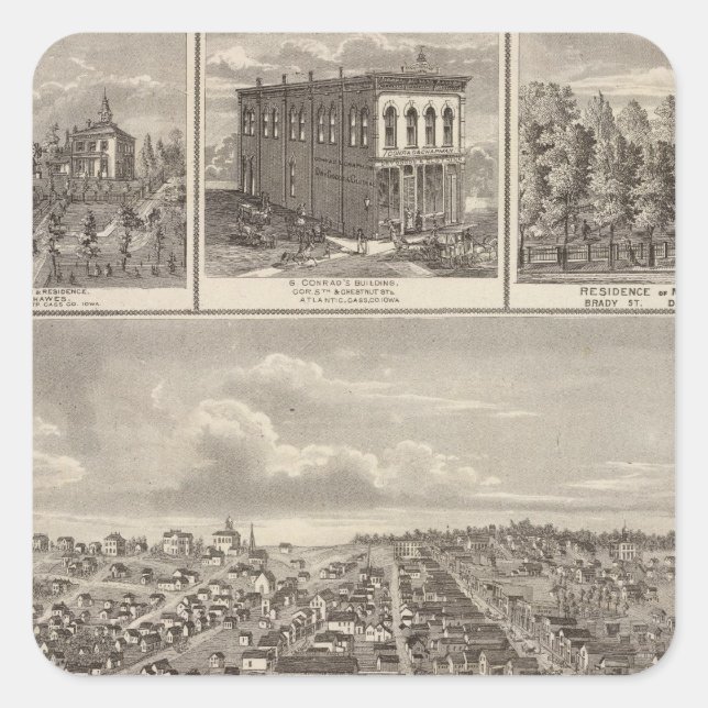 Atlantic, Iowa farms & bldgs Square Sticker (Front)
