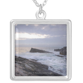 Atlantic Ocean at Sunrise in Maine Silver Plated Necklace