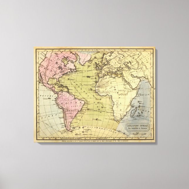 Atlantic Ocean Atlas Map Canvas Print (Front)