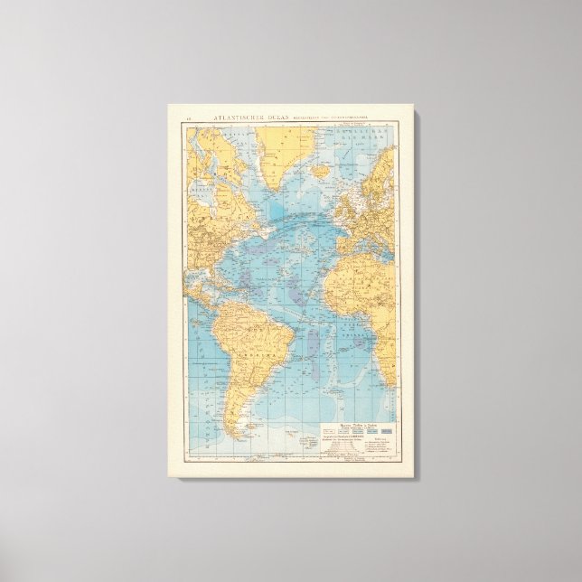 Atlantic Ocean Map Canvas Print (Front)