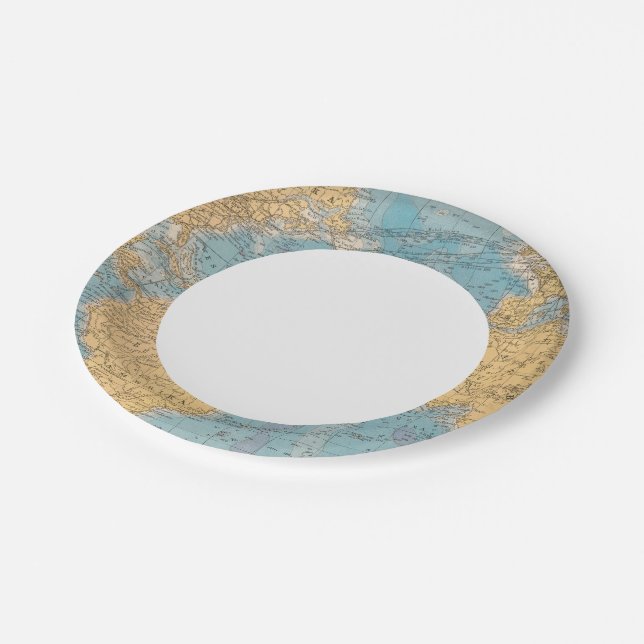 Atlantic Ocean Map Paper Plates (Angled)