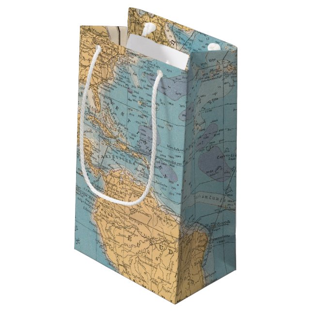 Atlantic Ocean Map Small Gift Bag (Back Angled)