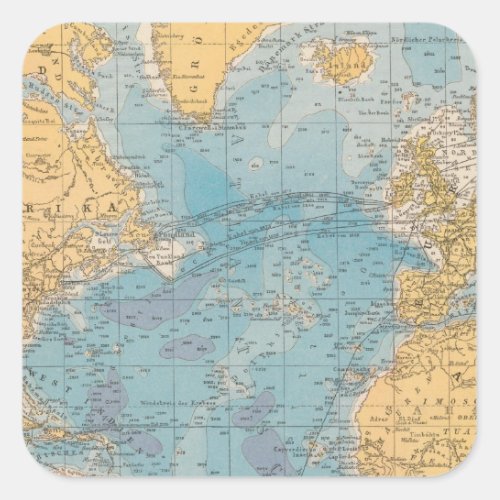 Atlantic Ocean Map Square Sticker