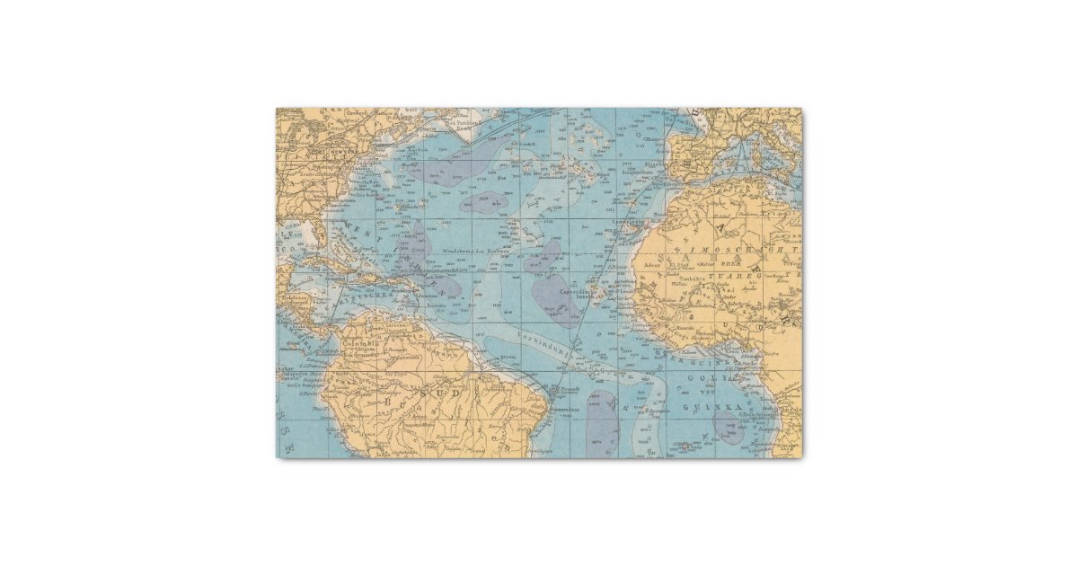 Atlantic Ocean Map Tissue Paper | Zazzle