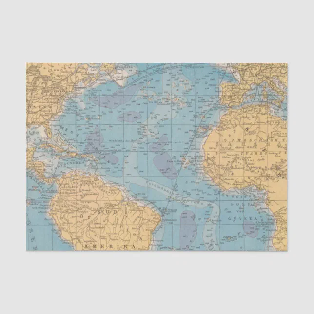 Atlantic Ocean Map Tissue Paper | Zazzle