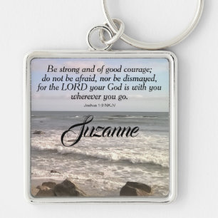Atlantic Ocean Shore Be Not Afraid Bible Verse Keychain