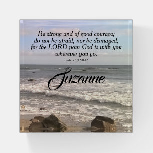 Atlantic Ocean Shore Be Not Afraid Bible Verse Paperweight
