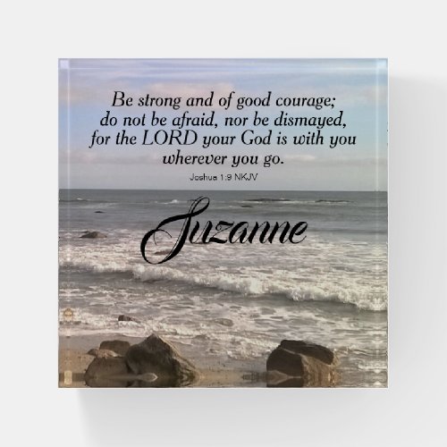 Atlantic Ocean Shore Be Not Afraid Bible Verse Paperweight