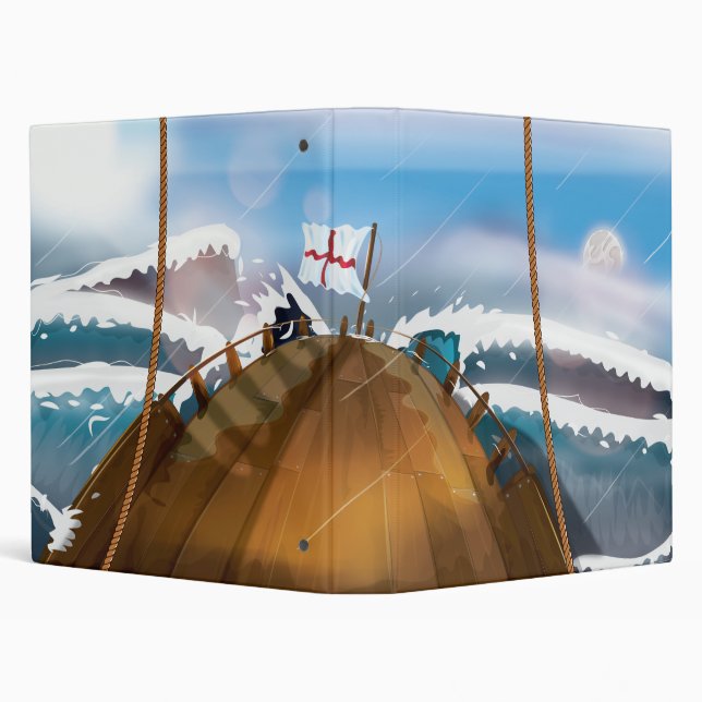 Atlantic Ocean Storm Ship 3 Ring Binder (Background)