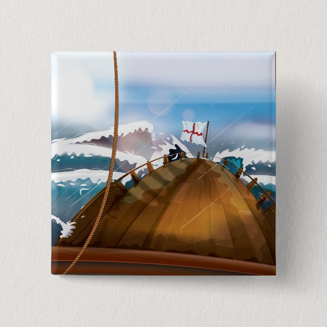 Atlantic Ocean Storm Ship Button (Front)
