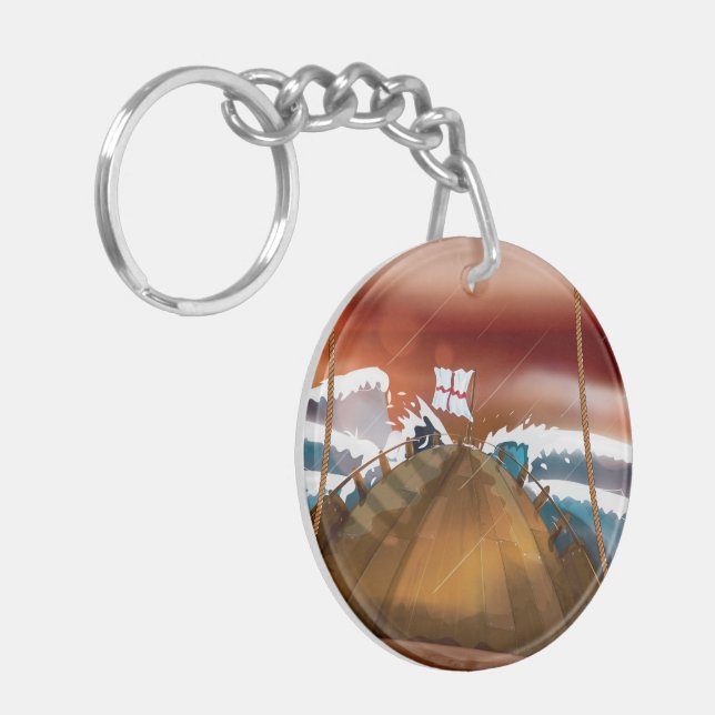 Atlantic Ocean Storm Ship Keychain (Front Left)