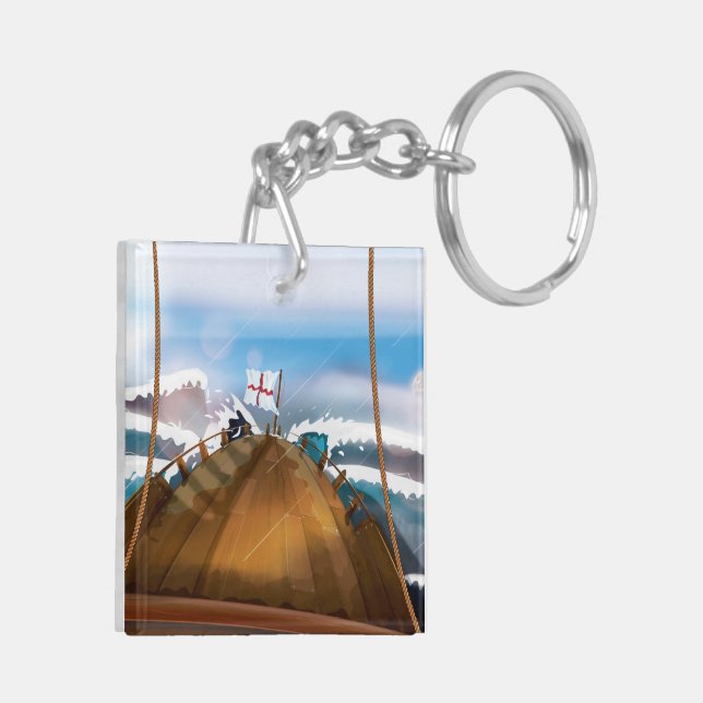Atlantic Ocean Storm Ship Keychain (Back Left)