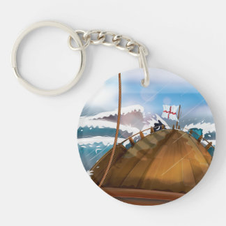 Atlantic Ocean Storm Ship Keychain