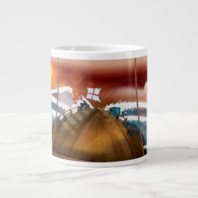 Atlantic Ocean Storm Ship Large Coffee Mug (Front)