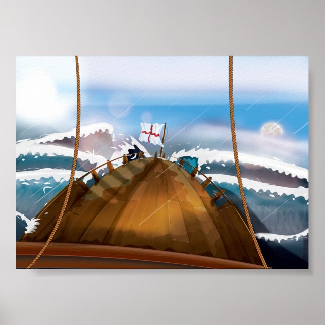 Atlantic Ocean Storm Ship Poster (Front)