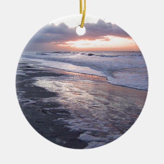 Atlantic Ocean Sunrise Ceramic Ornament (Front)