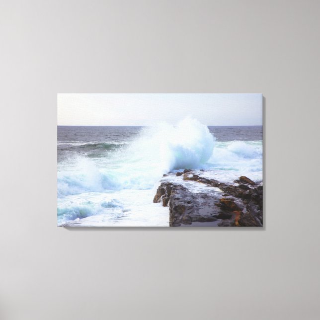 Atlantic Ocean Wave Crashing into Maine's Coast Canvas Print (Front)