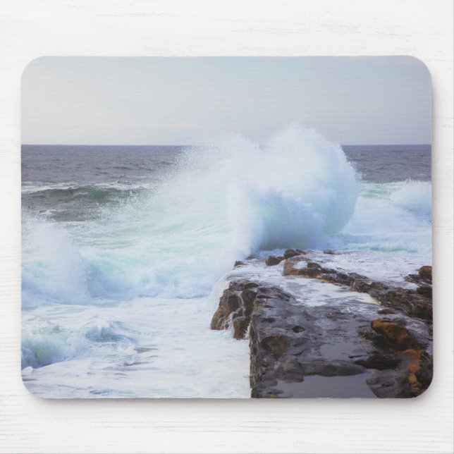 Atlantic Ocean Wave Crashing into Maine's Coast Mouse Pad (Front)