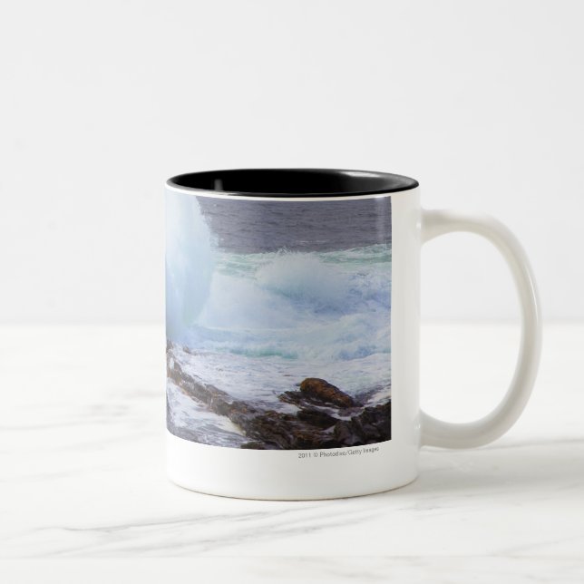 Atlantic Ocean Wave Crashing into Maine's Coast Two-Tone Coffee Mug (Right)