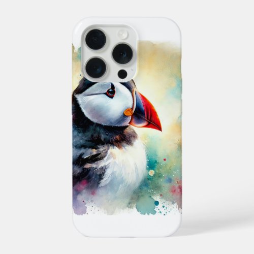 Atlantic Puffin 210624AREF127 _ Watercolor iPhone 15 Pro Case