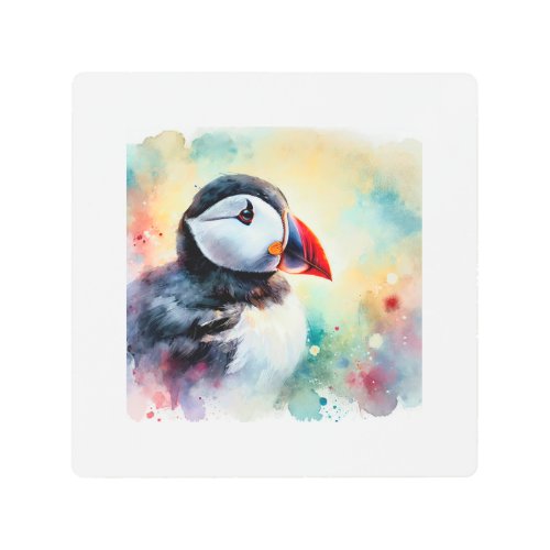 Atlantic Puffin 210624AREF127 _ Watercolor Metal Print