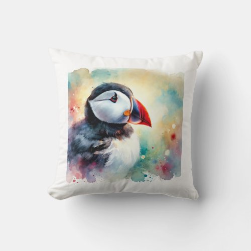 Atlantic Puffin 210624AREF127 _ Watercolor Throw Pillow