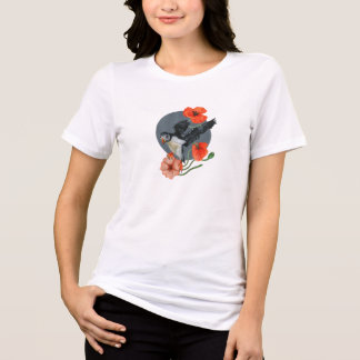 Atlantic puffin and flowers Tri-Blend shirt