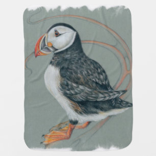 Atlantic Puffin Bird Art Drawing Baby Blanket