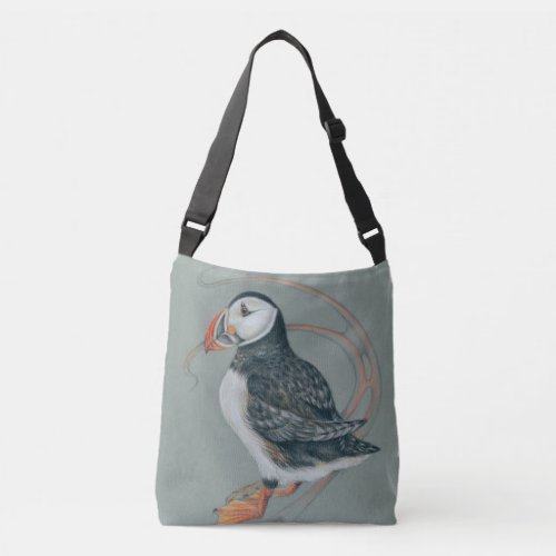Atlantic Puffin Bird Art Drawing Crossbody Bag