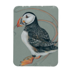 Atlantic Puffin Bird Art Drawing Magnet