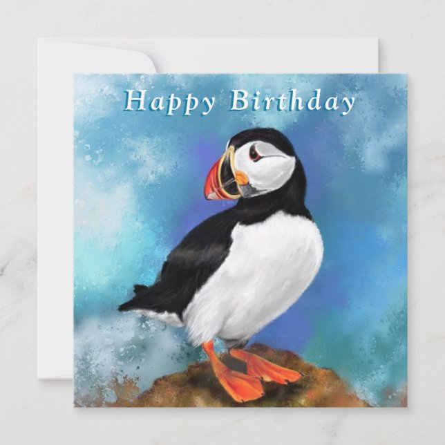 Atlantic Puffin Bird Birthday Card (Front)