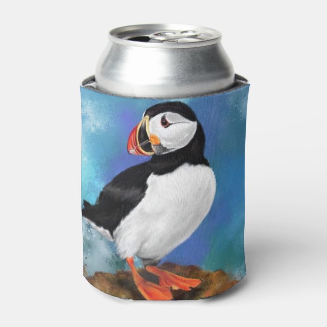 Atlantic Puffin Bird Can Cooler (Can Front)