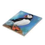 Atlantic Puffin Bird Ceramic Tile - Painting<br><div class="desc">Beautiful Atlantic Puffin Bird Ties - MIGNED Painting</div>