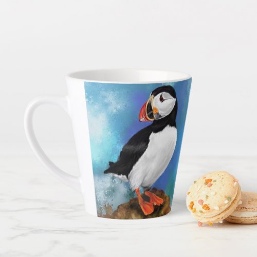Atlantic Puffin Bird Latte Mug _ Painting