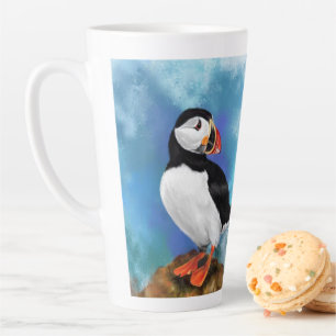Atlantic Puffin Bird Latte Mug - Painting