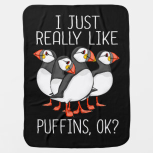 Atlantic Puffin Bird Lover Gift Women Cute Puffin Baby Blanket