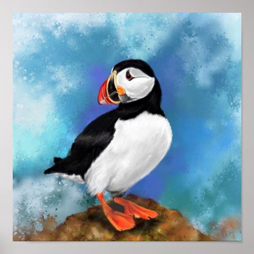  Atlantic Puffin Bird Poster Painting