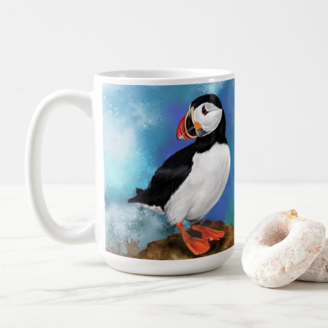 Atlantic Puffin Coffee Mug Gift (With Donut)