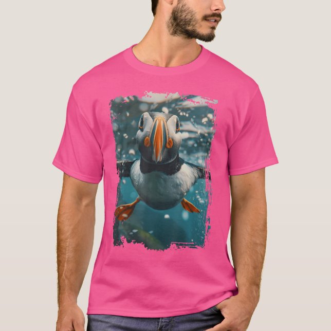 Atlantic Puffin Diving Sea T-Shirt (Front)