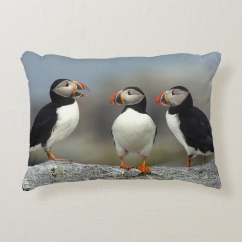 Atlantic Puffin Group Decorative Pillow