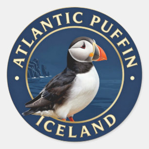 🐧 Atlantic Puffin Iceland Wildlife Classic Round Sticker