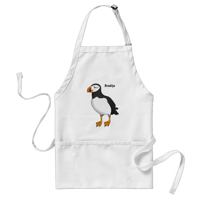 Atlantic puffin illustration  adult apron (Front)