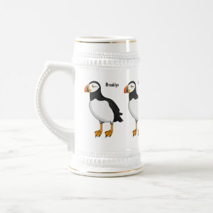 Atlantic puffin illustration beer stein