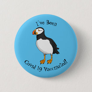 Atlantic puffin illustration button