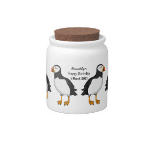 Atlantic puffin illustration candy jar