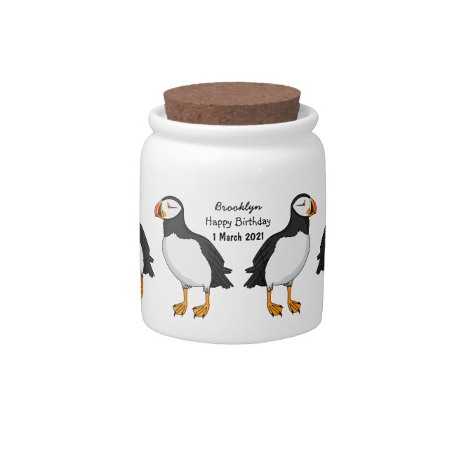 Atlantic puffin illustration  candy jar (Front)