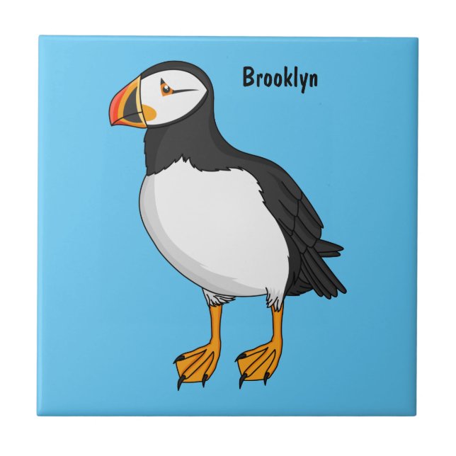 Atlantic puffin illustration ceramic tile (Front)